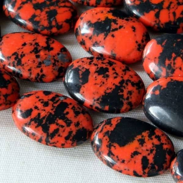 Synthetic Team Color 10x14mm Orange and Black Oval Beads - approx. 8 inch strand