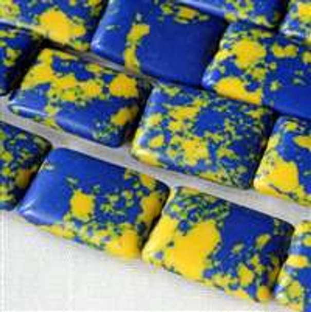 Synthetic Team Color 10x14mm Blue and Yellow Rectangle Beads - approx. 8 inch strand