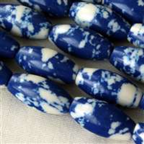 Synthetic Team Color 7x14mm Blue and White Rice - approx. 8 inch strand