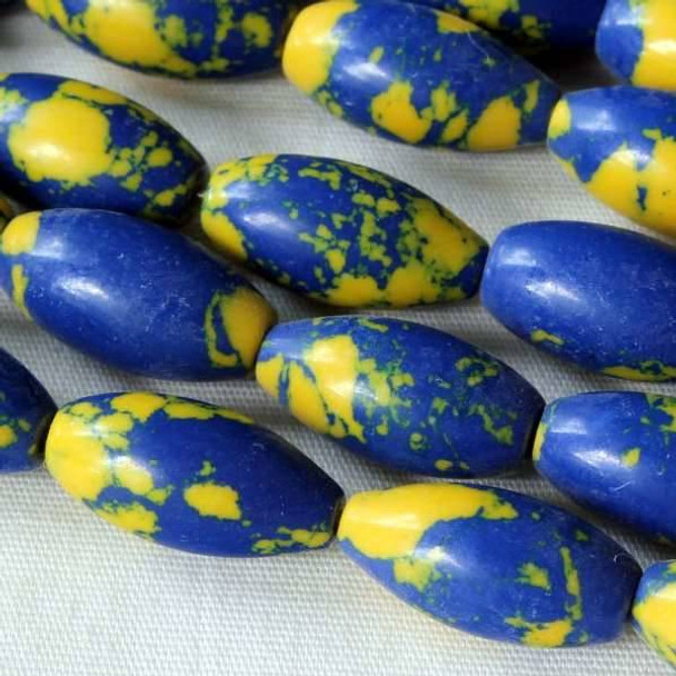 Synthetic Team Color 7x14mm Blue and Yellow Rice - approx. 8 inch strand