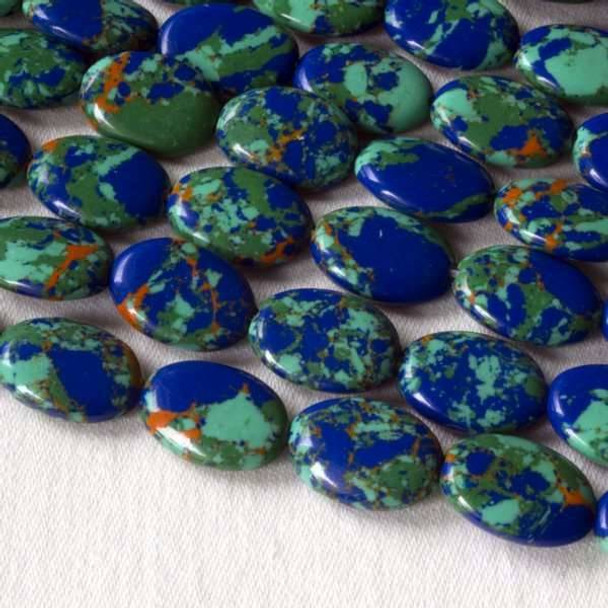 Special Synthetic Azurite 10x14mm Oval Beads - 16 inch strand