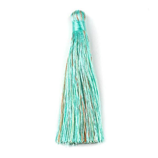 Cherry Tree Beads Multicolor Amazonite 4" Nylon Tassels (no loop) - 1 per bag