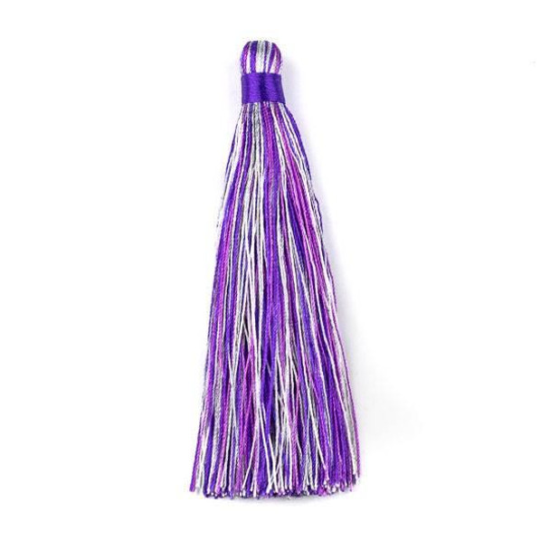 Cherry Tree Beads Multicolor Amethyst 4" Nylon Tassels (no loop) - 1 per bag