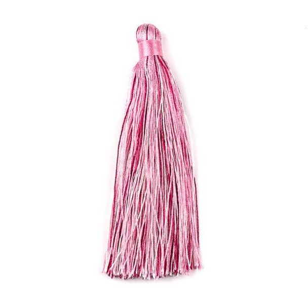 Cherry Tree Beads Multicolor Rose Quartz 4" Nylon Tassels (no loop) - 1 per bag