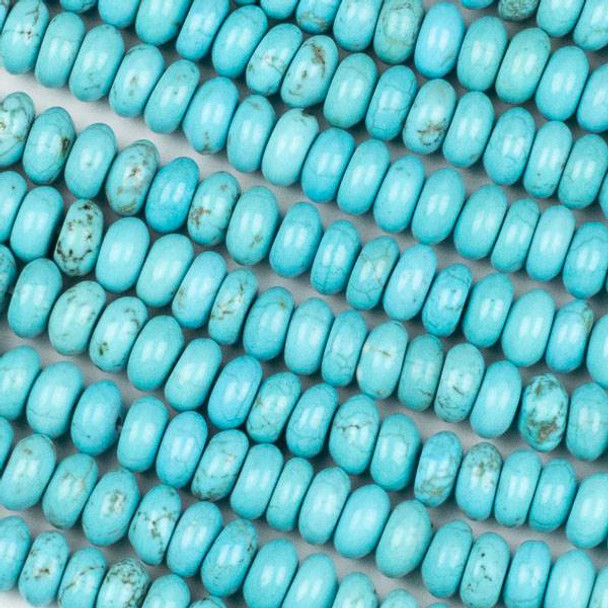 Turquoise Howlite 4x8mm Rondelle Beads - 16 inch strand