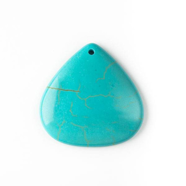 Turquoise Howlite 40mm Top Front to Back Drilled Almond Pendant with a Flat Back - 1 per bag