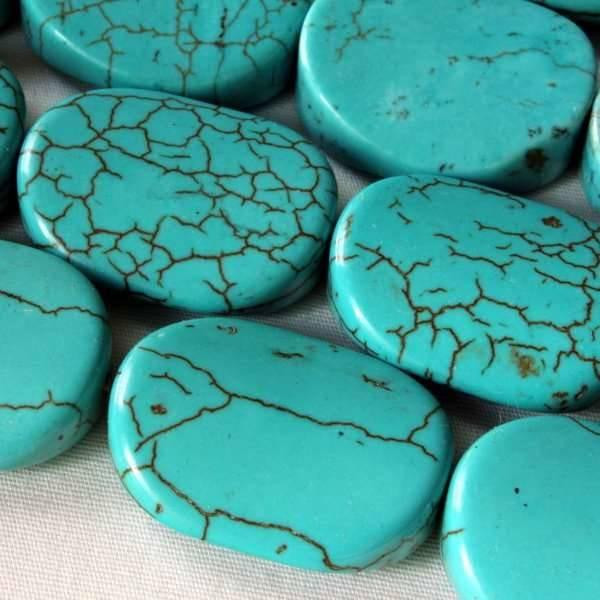 Cherry Tree Beads Dyed Turquoise Howlite 18x25mm Convex Oval 