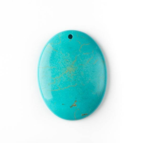 Turquoise Howlite 35x45mm Top Front to Back Drilled Oval Pendant with a Flat Back - 1 per bag