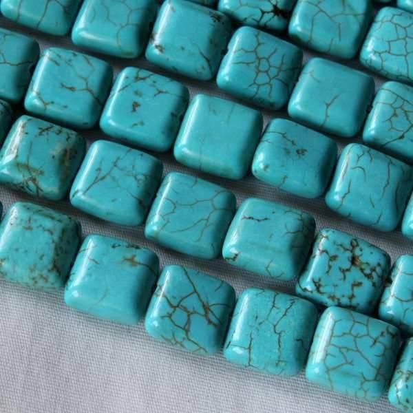 Cherry Tree Beads Dyed Turquoise Howlite 12mm Square 