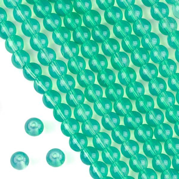 Translucent Glass 6mm Pastel Green Round Beads - 16 inch strand
