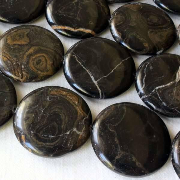 Cherry Tree Beads Stromatolite - Turtle Shell Agate 30mm Coin 