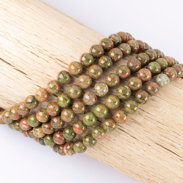 Cherry Tree Beads Unakite 8mm Rounds - 15 inch strands 