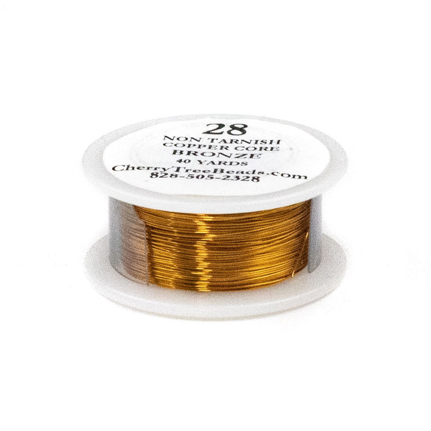 28 Gauge Coated Non-Tarnish Bronze Plated Copper Wire on a 40-Yard Spool