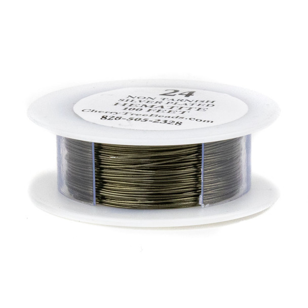 24 Gauge Coated Non-Tarnish Hematite Plated Copper Wire on 100 Foot Spool