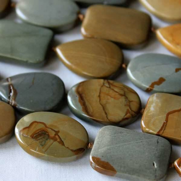 Wild Horse Picture Jasper 18x25mm Alternating Knotted Ovals, Drops and Rectangles - 16 inch strand