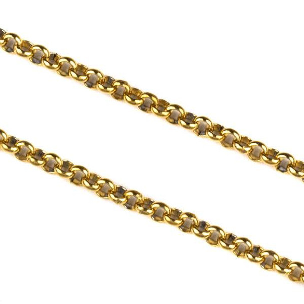 Gold Plated Stainless Steel 2mm Rolo Chain - 1 meter, SS04g-1m