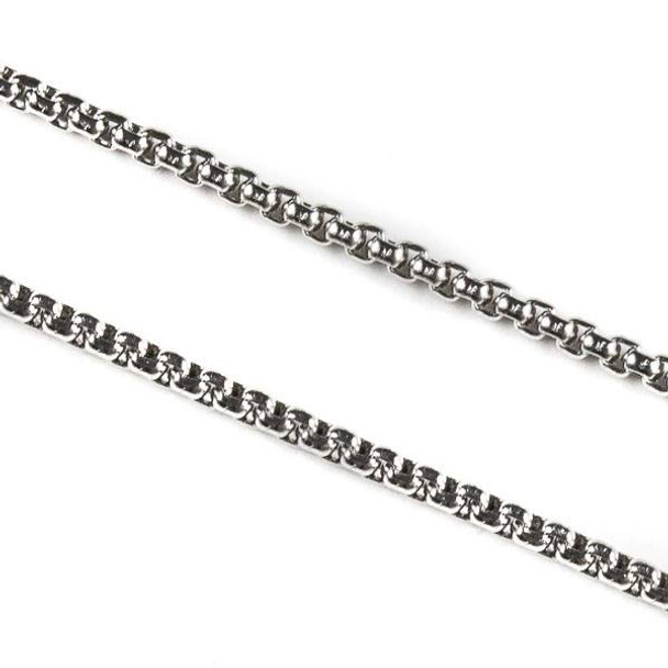 Natural Silver Stainless Steel 2mm Cable Chain - 10 meter spool, SS03s-sp