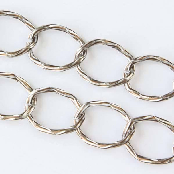 Cherry Tree Beads Double Color Copper and Silver Aluminum Chain with 15x20mm Open Twisted Textured Oval Links - chainK14307c -spool 