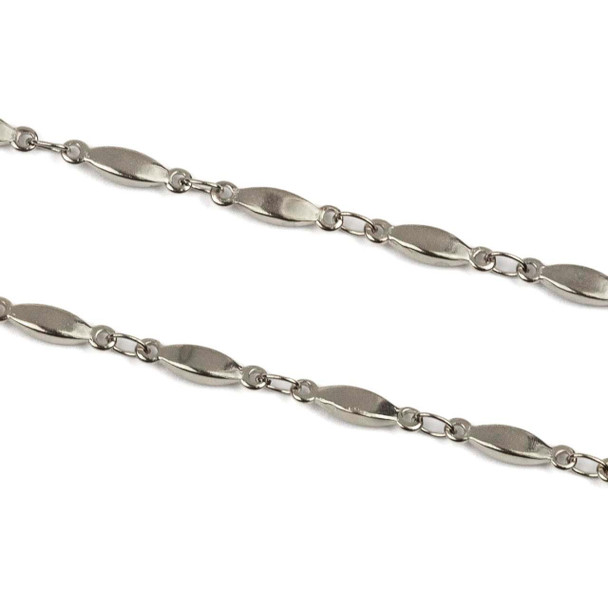 Cherry Tree Beads Stainless Steel Chain with 2.5x3.5mm Small Oval Links alternating with 2.5x10.5mm Bar Links - 2 meters 