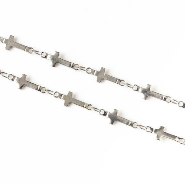 Cherry Tree Beads Stainless Steel Chain with 2.5x3.5mm Small Oval Links alternating with 5x13mm Cross Links - chainJB1023ss-sp - 10 meter spool 