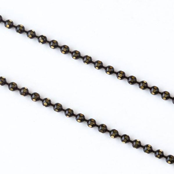 Black and Gold 1.5mm Ball Chain - chainball1.5gldblk - 25 yard spool