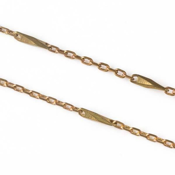 Cherry Tree Beads Raw Brass Chain with 2.5x3.5mm Small Oval Links with2.5x11mm Twisted Bar Links - chain3265vb-sp - 10 meter spool 