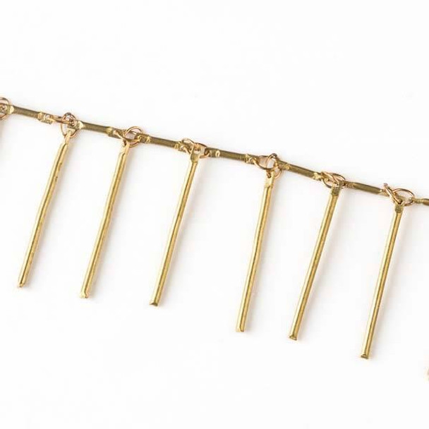 Cherry Tree Beads Raw Brass Chain with 2.5x3.5mm Small Oval Links, 1x8mm Bar Links, and 1x24mm Fringe - chain2814vb-sp - 10 meter spool 