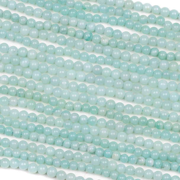 Blue Amazonite 4mm Round Beads - 15 inch strand