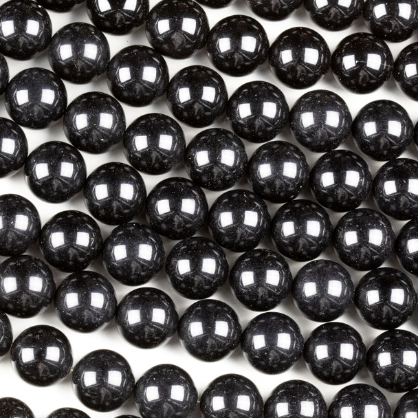 Black Agate 12mm Round Beads - 15 inch strand