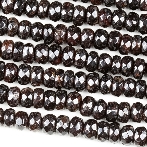Garnet 5-6x9mm Faceted Heishi Beads - 15 inch strand