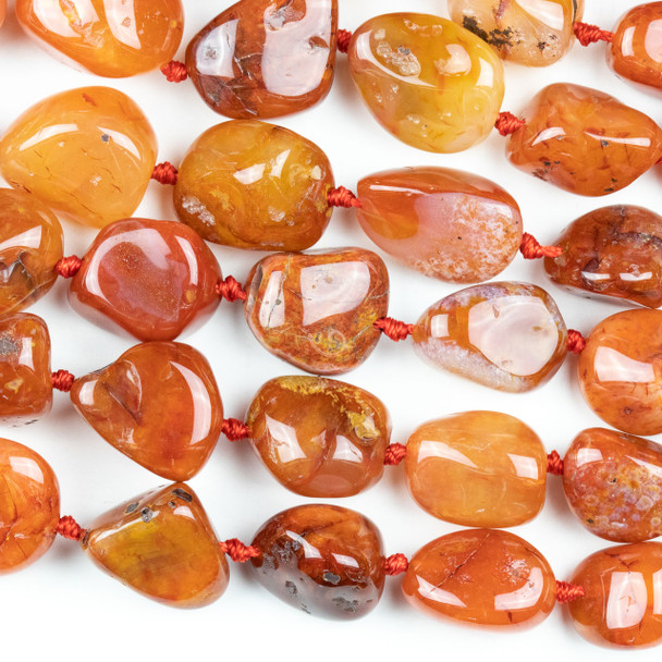 Madagascar Carnelian 10-24mm Graduated Nugget Beads - 16 inch knotted strand