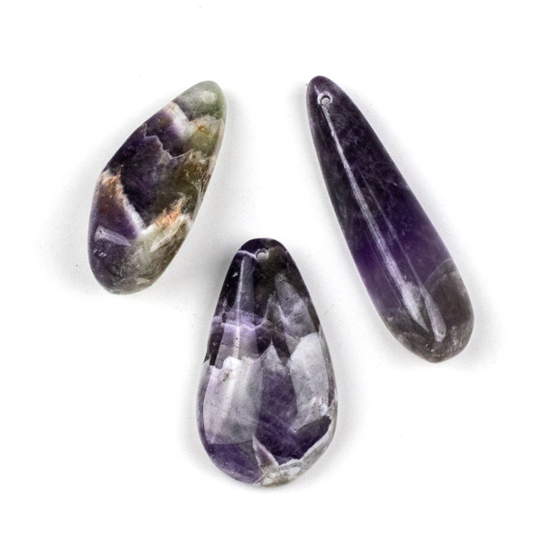 Chevron Amethyst 25x65mm Top Drilled Free Form Pendant - 1 per bag