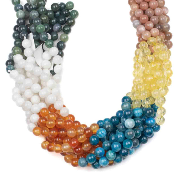 Moroccan Desert Gemstone Artisan Strand - 8mm Round Beads, 15 inch strand, mix #5