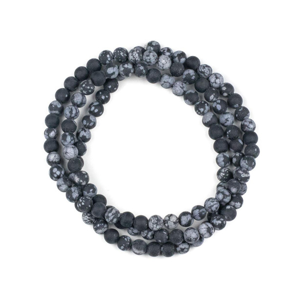 Cherry Tree Beads Matte Snowflake Obsidian 6mm Mala Round Beads - 115 beads per strand