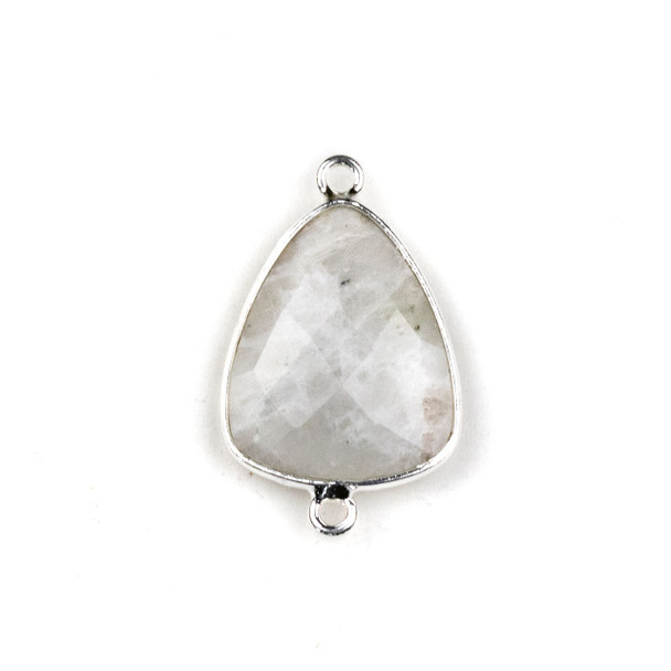 Moonstone approximately 17x28mm Triangle Link with a Silver Plated Brass Bezel - 1 per bag