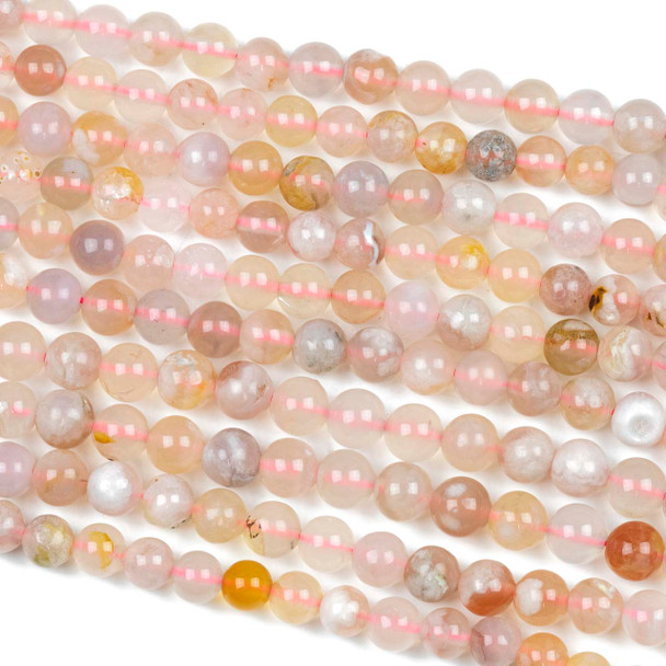 Cherry Blossom Agate 6-7mm Round Beads - 15 inch strand
