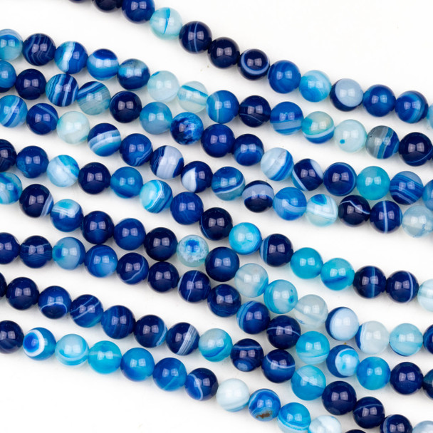 Dyed Agate 6mm Bright Blue Round Beads - 15 inch strand