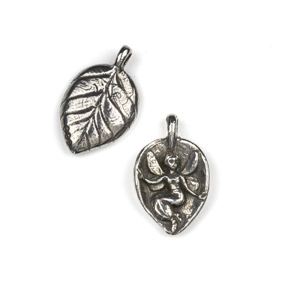 Green Girl Studios Pewter 18x28mm Fairy Leaf Pendant - 1 per bag