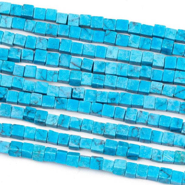 Cherry Tree Beads Synthetic Turquoise Howlite 4mm Cube Beads - 16 inch strand 