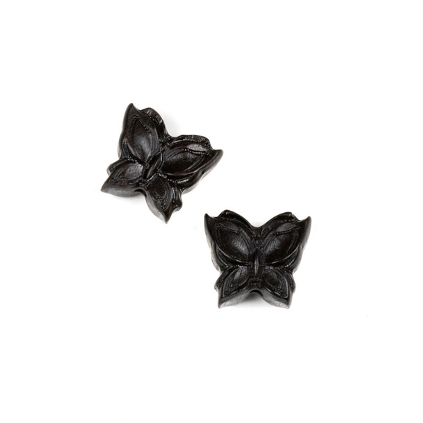 Carved Wood Focal Bead - 15x16mm Black Sandalwood Butterfly, 1 per bag