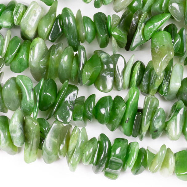 Nephrite Jade 8-18mm Chip Beads - 15 inch strand