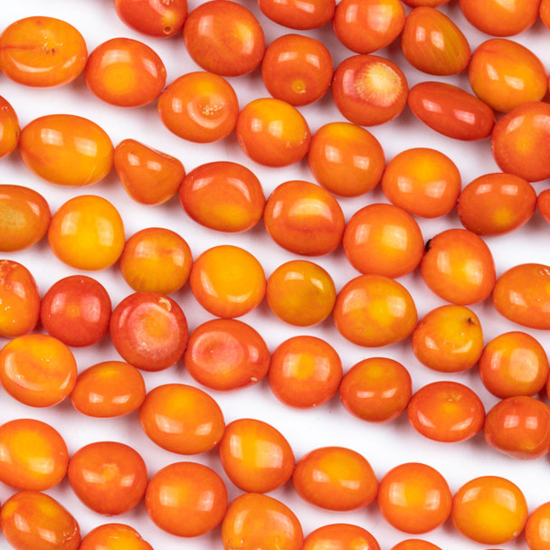 Orange Bamboo Coral 10-12mm Pebble Beads - 16 inch strand