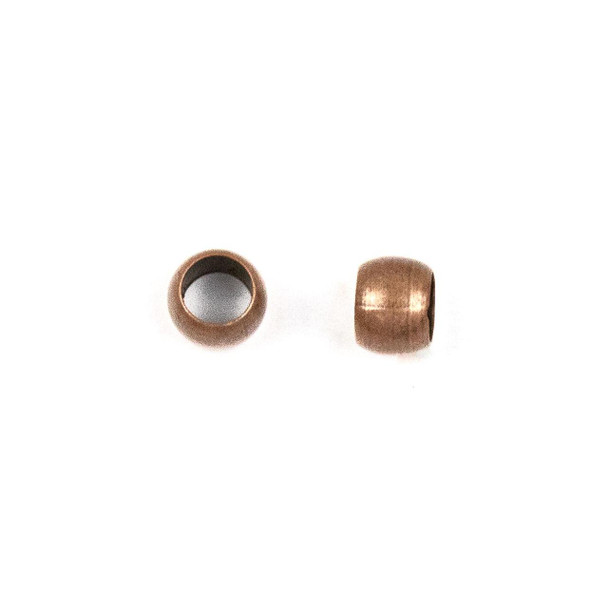 Cherry Tree Beads Vintage Copper Colored Brass 5mm Leather Crimp Beads with a 3mm Large Hole - 100 per bag - brasslgcr5vc-100 