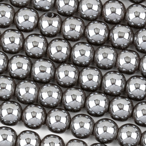 Hematite 8mm Round Beads - approx. 8 inch strand