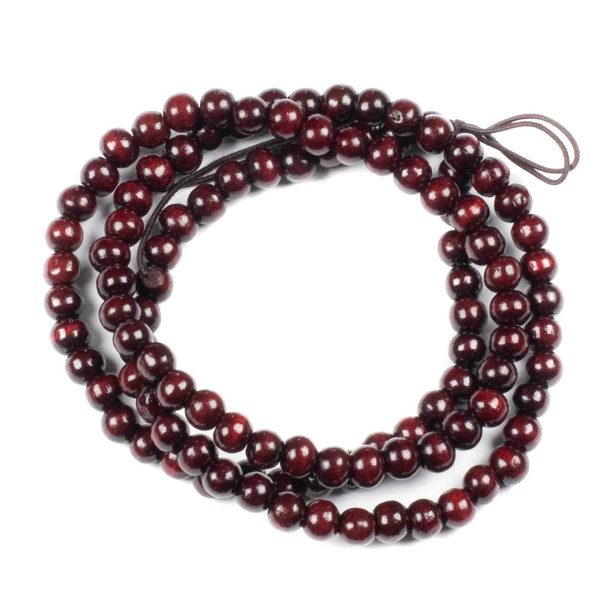 Schima Superba Wood Mala Necklace on Elastic Cord with 8mm Round Beads