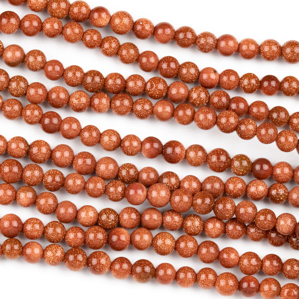 Goldstone 4mm Round Beads - approx. 8 inch strand, Set A