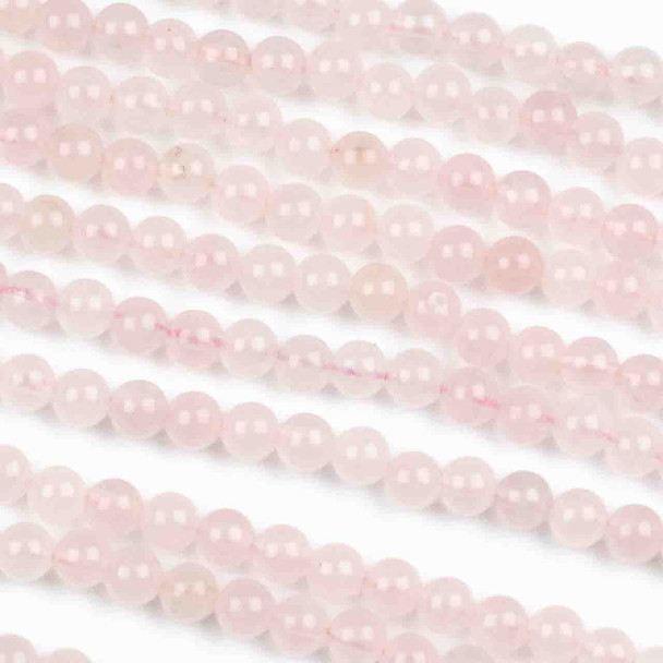 Rose Quartz 4mm Round Beads - approx. 8 inch strand, Set A