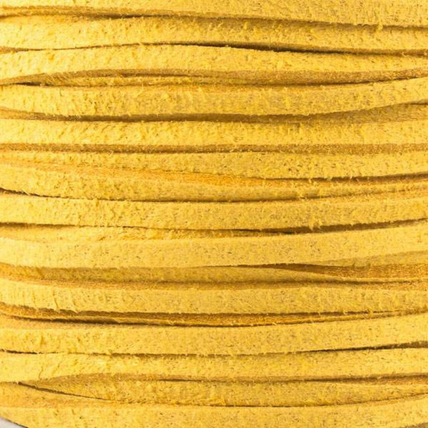 Mustard Yellow Microsuede 1.5mm Thick, 2mm Wide Flat Cord - 3 yards