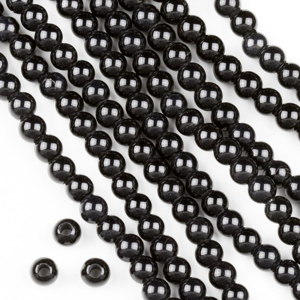 Cherry Tree Beads Large Hole Onyx 6mm Round Beads with a 2.5mm Drilled Hole - approx. 8 inch strand 