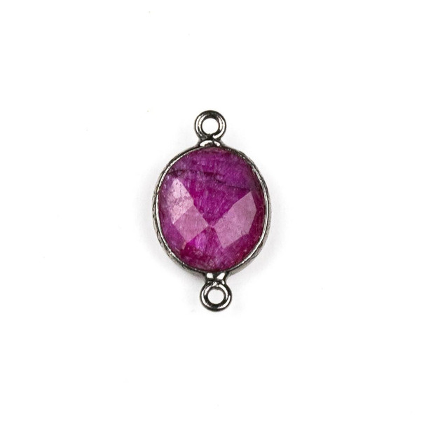 Cherry Tree Beads Ruby approximately 11x20mm Oval Link with a Gun Metal Plated Brass Bezel - 1 per bag 